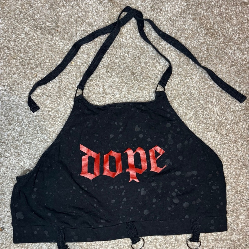 Hot Topic Halter Top with Red 'Dope' Print